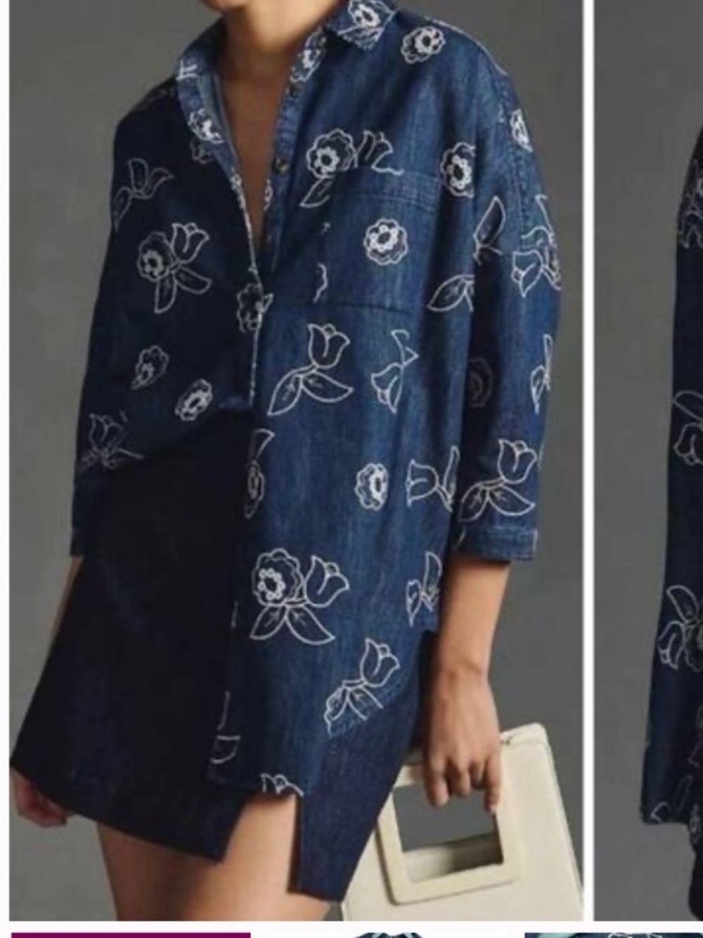 Mauve oversized embroidered shirt M/L
